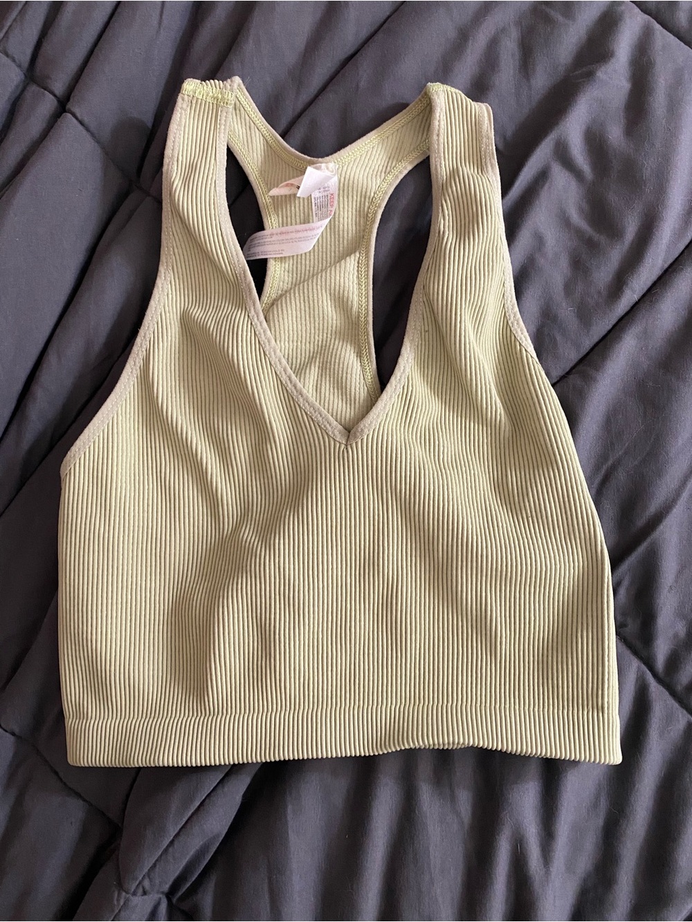 free people light green cropped active tank